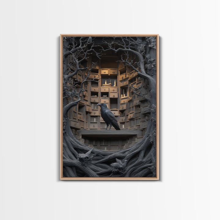 The Raven Post Office, Vertical Wall Art, Dark Halloween Decor, Canvas Print, Halloween Wall Decor, Gothic Home Decor, Halloween Wall Art