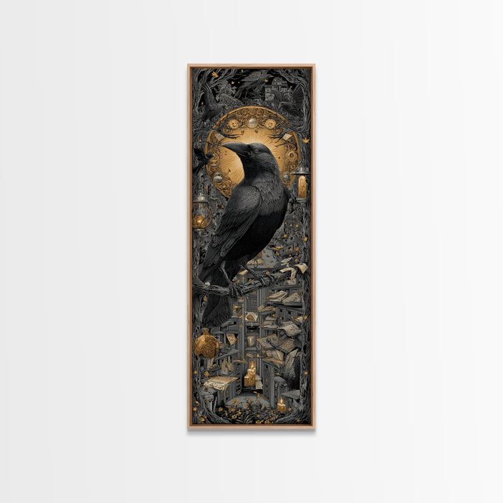 The Raven Post Office, Tall Narrow Wall Art, Gothic Horror Wall Art, Framed Canvas Print, Halloween Wall Decor, Gothic Home Decor