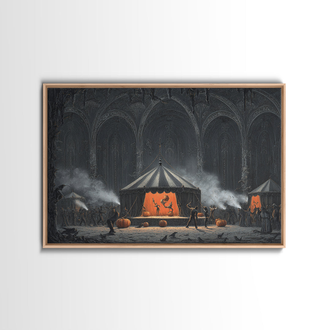 The Jack-O'-Lantern Circus, Landscape Wall Art, Spooky Home Decor, Canvas Print, Halloween Wall Decor, Gothic Home Decor