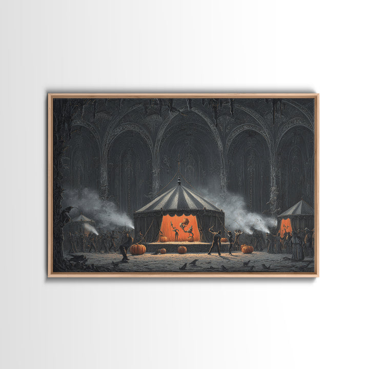 The Jack-O'-Lantern Circus, Landscape Wall Art, Spooky Home Decor, Canvas Print, Halloween Wall Decor, Gothic Home Decor