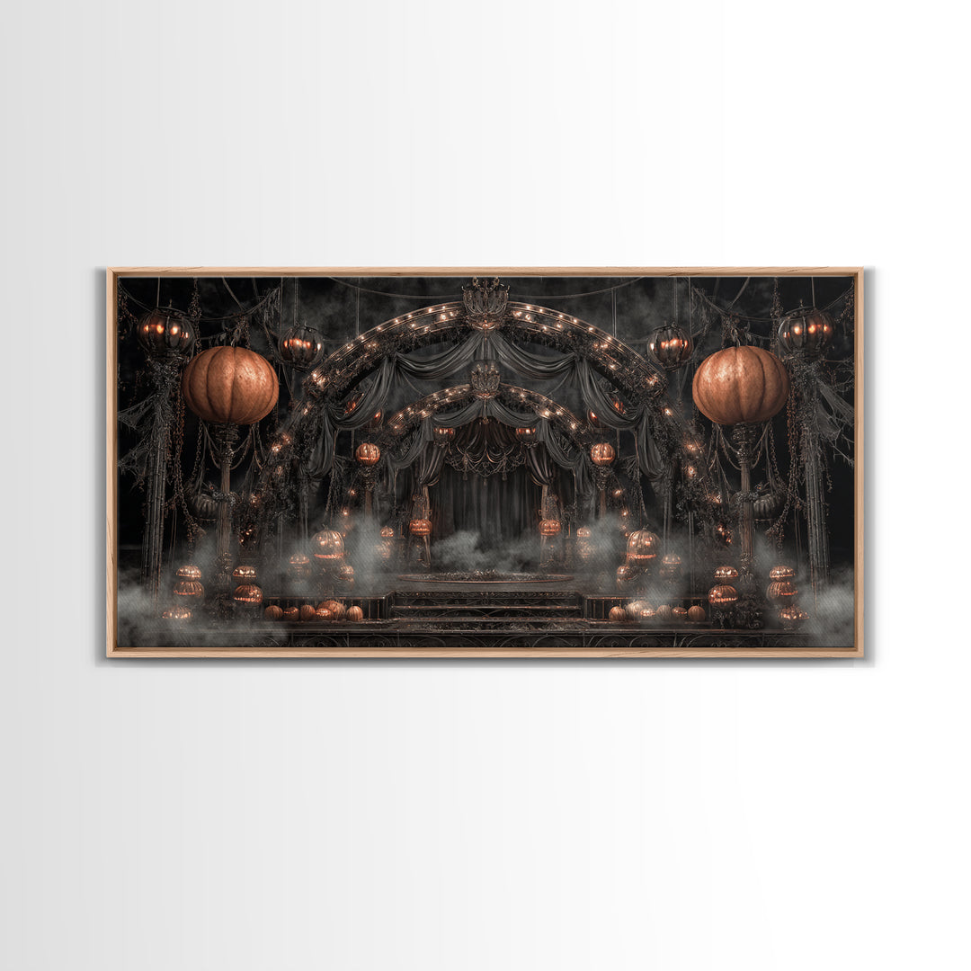 The Jack-O'-Lantern Circus, Wide Panoramic Art, Spooky Home Decor, Canvas Print, Halloween Wall Decor, Gothic Home Decor, Macabre Wall Art
