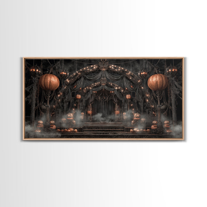 The Jack-O'-Lantern Circus, Wide Panoramic Art, Spooky Home Decor, Canvas Print, Halloween Wall Decor, Gothic Home Decor, Macabre Wall Art