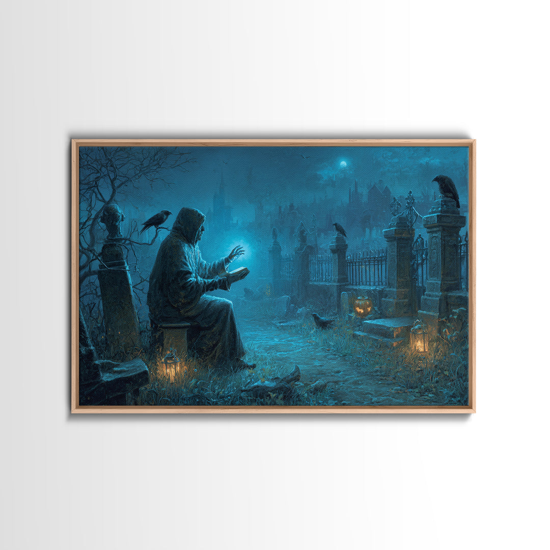 The Graveyard Book Club, Landscape Wall Art, Dark Halloween Decor, Canvas Print, Halloween Wall Decor, Gothic Home Decor, Macabre Wall Art