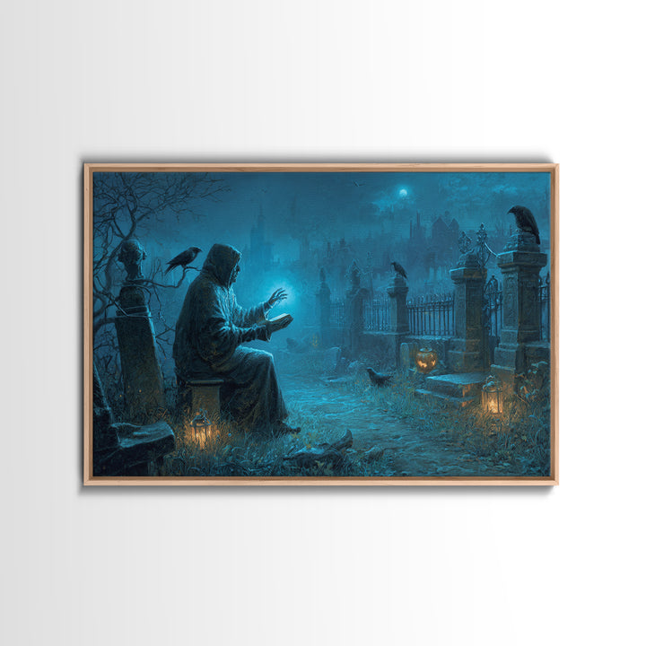 The Graveyard Book Club, Landscape Wall Art, Dark Halloween Decor, Canvas Print, Halloween Wall Decor, Gothic Home Decor, Macabre Wall Art
