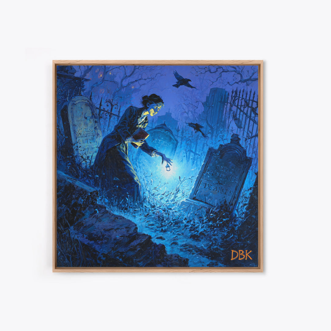 The Graveyard Book Club, Square Wall Art, Dark Halloween Decor, Canvas Print, Halloween Wall Decor, Gothic Home Decor, Halloween Wall Art