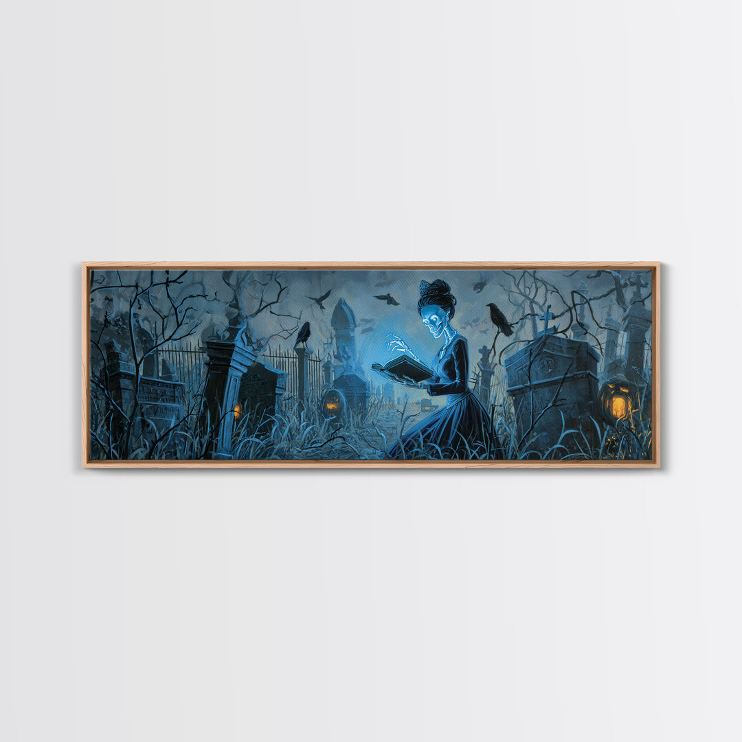 The Graveyard Book Club, Extra Wide Wall Art, Dark Fantasy Wall Art, Canvas Print, Halloween Wall Decor, Gothic Home Decor