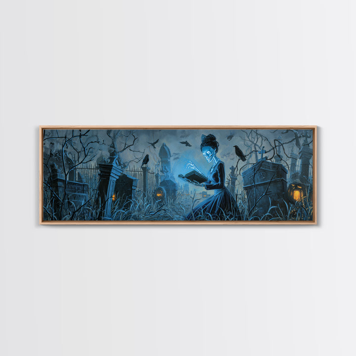 The Graveyard Book Club, Extra Wide Wall Art, Dark Fantasy Wall Art, Canvas Print, Halloween Wall Decor, Gothic Home Decor