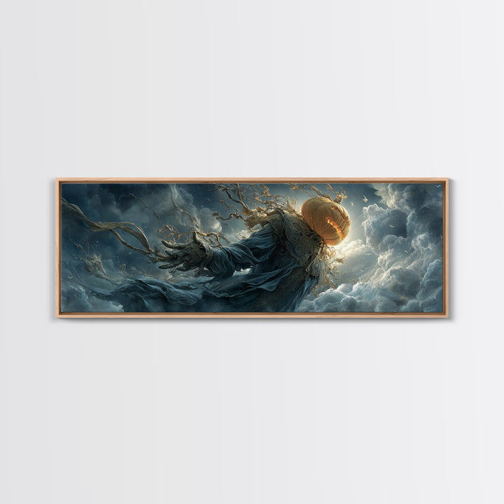 The Cosmic Pumpkin God, Extra Wide Wall Art, Dark Halloween Decor, Canvas Print, Halloween Wall Decor, Gothic Home Decor