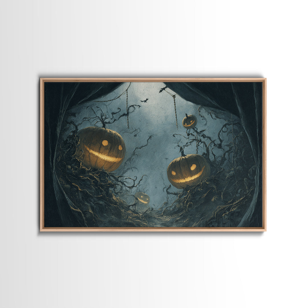 The Alien Pumpkin Patch, Landscape Wall Art, Dark Fantasy Wall Art, Canvas Print, Halloween Wall Decor, Gothic Home Decor