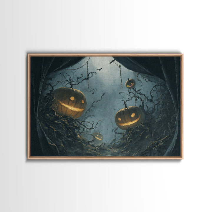 The Alien Pumpkin Patch, Landscape Wall Art, Dark Fantasy Wall Art, Canvas Print, Halloween Wall Decor, Gothic Home Decor