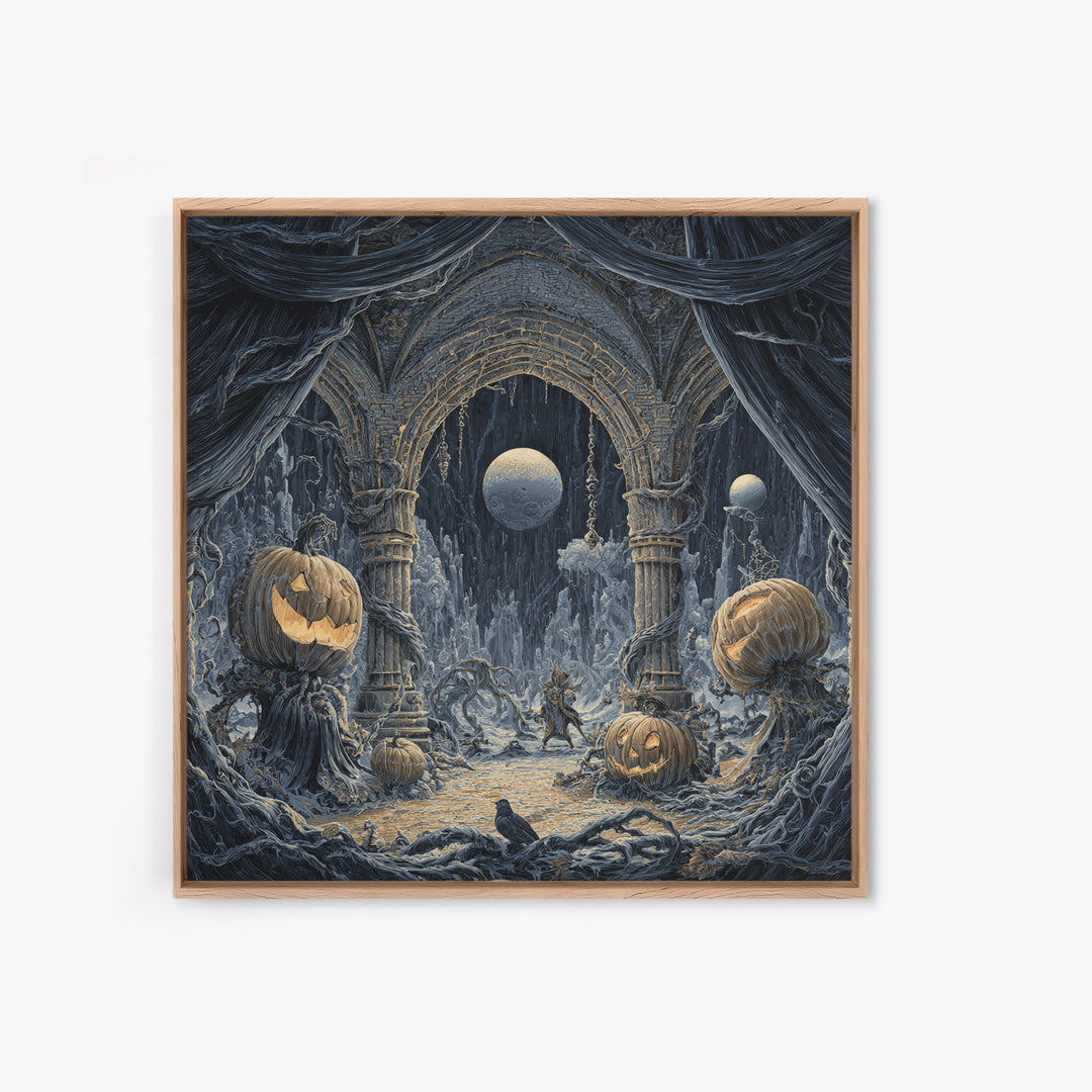 The Alien Pumpkin Patch, Square Wall Art, Dark Halloween Decor, Canvas Print, Halloween Wall Decor, Gothic Home Decor, Horror Wall Art