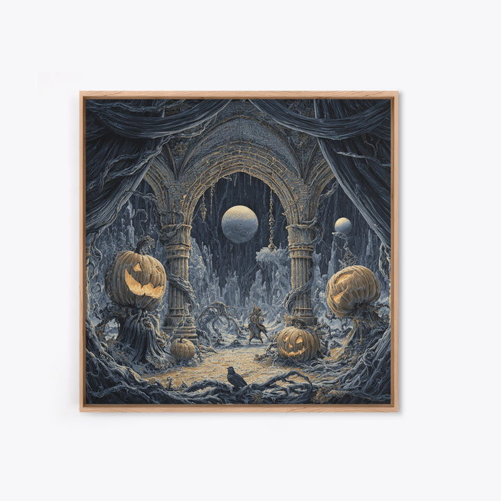 The Alien Pumpkin Patch, Square Wall Art, Dark Halloween Decor, Canvas Print, Halloween Wall Decor, Gothic Home Decor, Horror Wall Art