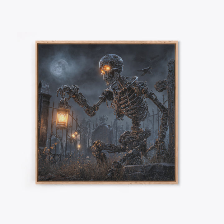 The Biomechanical Skeleton, Square Wall Art, Dark Fantasy Wall Art, Canvas Print, Halloween Wall Decor, Gothic Home Decor, Dark Fantasy Art