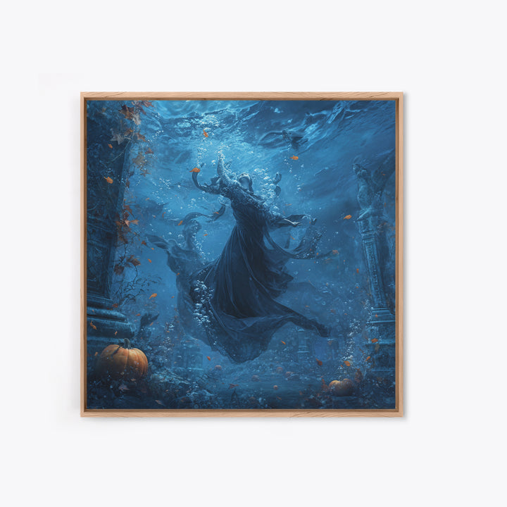 The Underwater Graveyard, Square Wall Art, Dark Halloween Decor, Canvas Print, Halloween Wall Decor, Gothic Home Decor, Halloween Wall Art