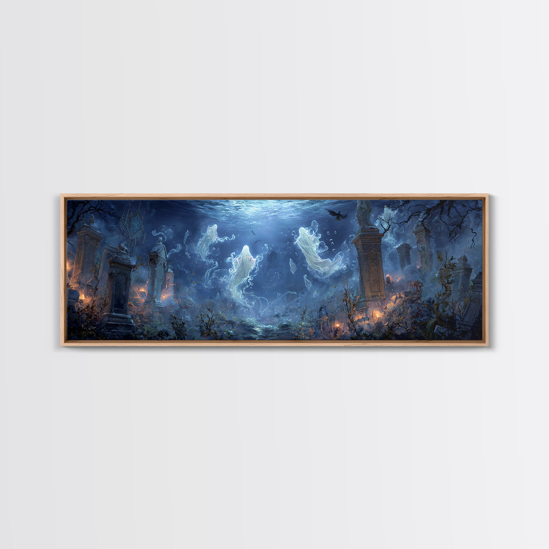 The Underwater Graveyard, Extra Wide Wall Art, Spooky Home Decor, Canvas Print, Halloween Wall Decor, Gothic Home Decor, Seasonal Home Decor
