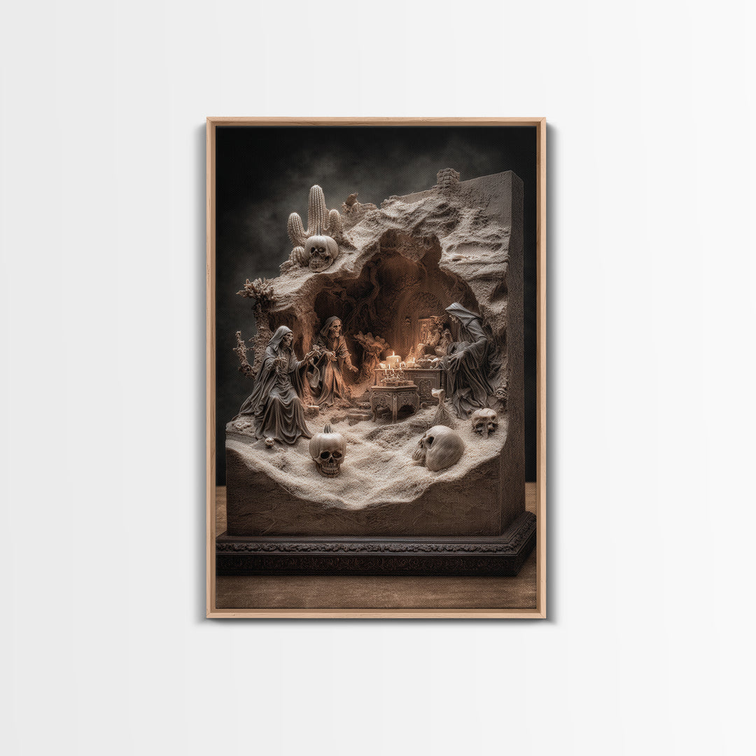 Desert Halloween, Vertical Wall Art, Spooky Home Decor, Canvas Print, Halloween Wall Decor, Gothic Home Decor, Statement Wall Art