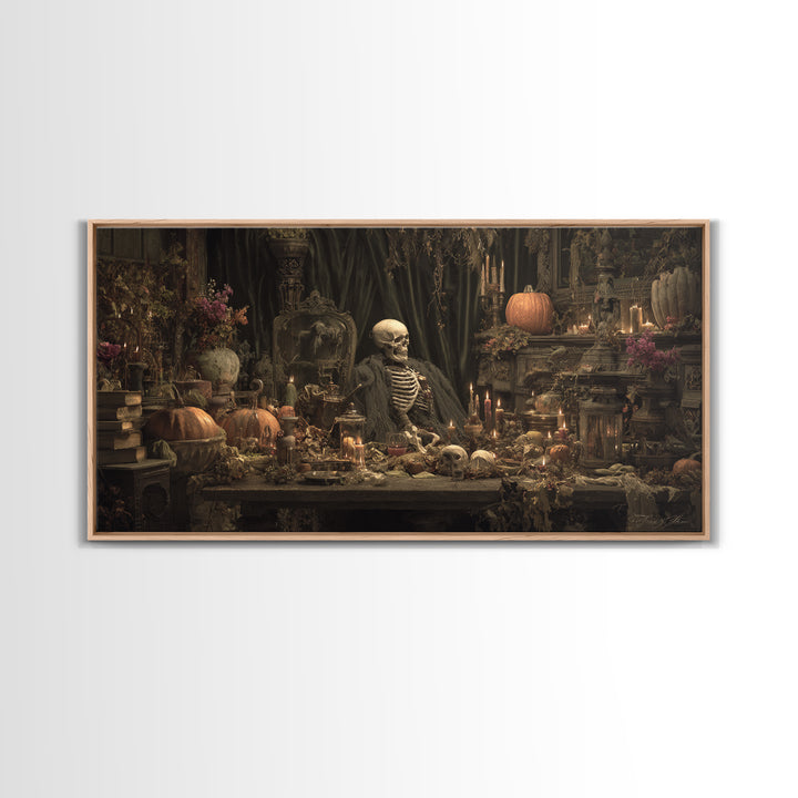 Desert Halloween, Wide Panoramic Art, Gothic Horror Wall Art, Framed Canvas Print, Halloween Wall Decor, Gothic Home Decor, Halloween Decor