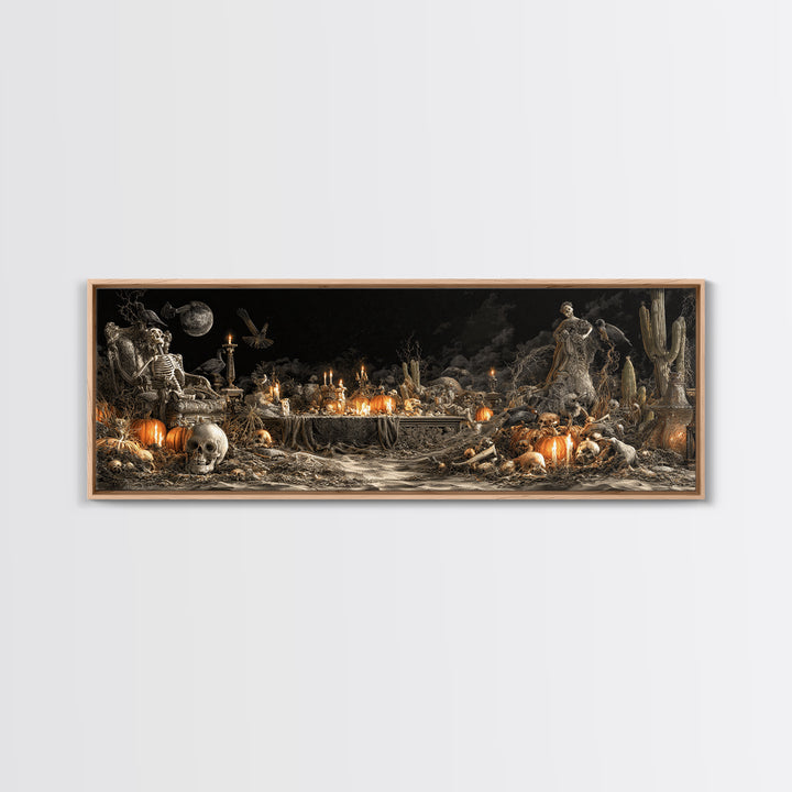 Desert Halloween, Extra Wide Wall Art, Dark Halloween Decor, Canvas Print, Halloween Wall Decor, Gothic Home Decor, Statement Wall Art