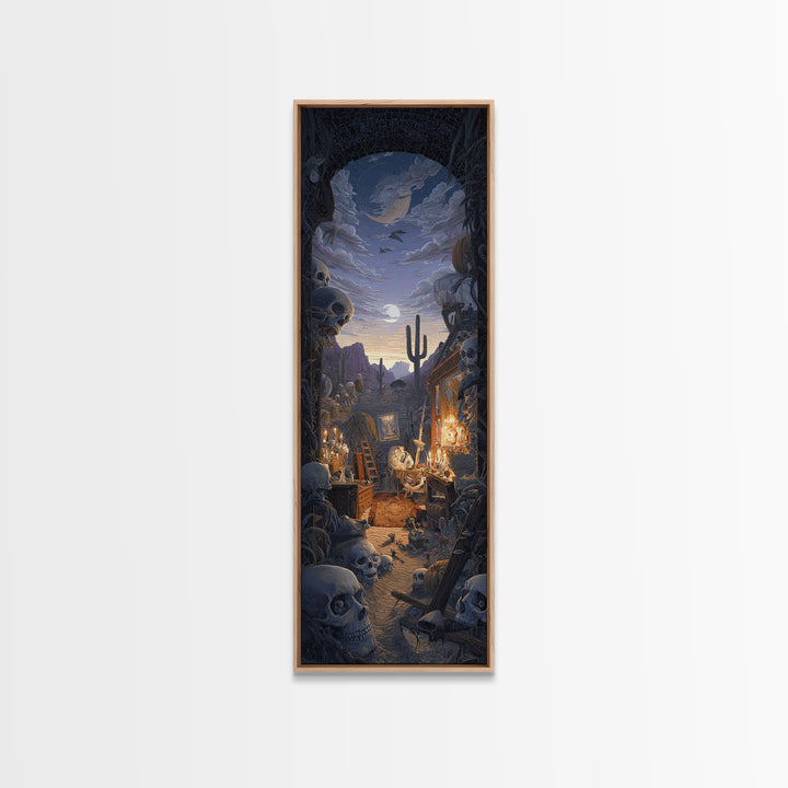 Desert Halloween, Tall Narrow Wall Art, Dark Fantasy Wall Art, Canvas Print, Halloween Wall Decor, Gothic Home Decor, Spooky Wall Decor