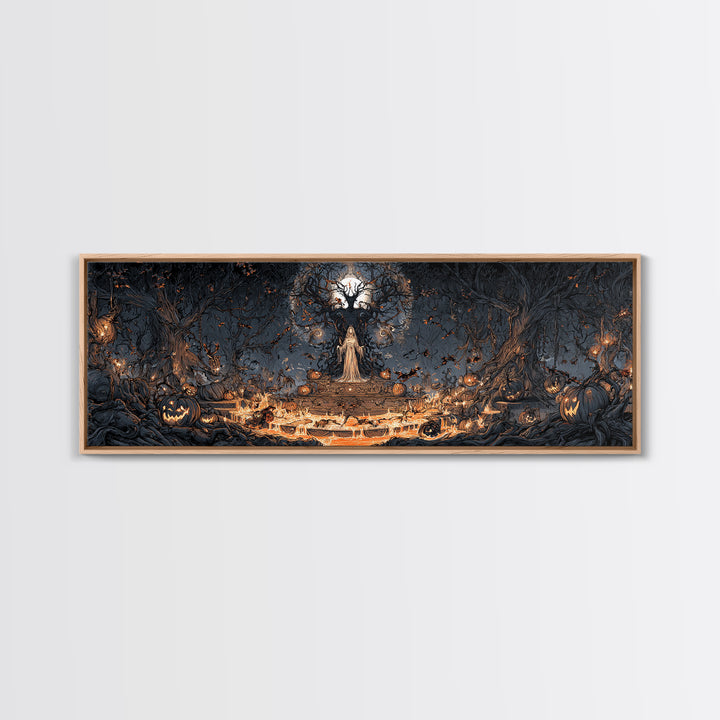 The Volcanic Demon Festival, Extra Wide Wall Art, Dark Halloween Decor, Canvas Print, Halloween Wall Decor, Gothic Home Decor