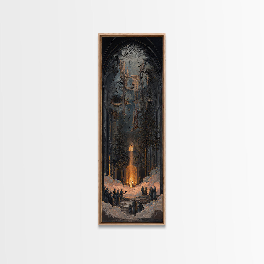 The Upside-Down Cemetery, Tall Narrow Wall Art, Dark Halloween Decor, Canvas Print, Halloween Wall Decor, Gothic Home Decor, Horror Wall Art