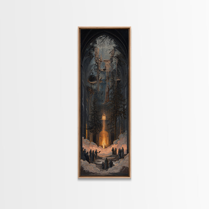The Upside-Down Cemetery, Tall Narrow Wall Art, Dark Halloween Decor, Canvas Print, Halloween Wall Decor, Gothic Home Decor, Horror Wall Art