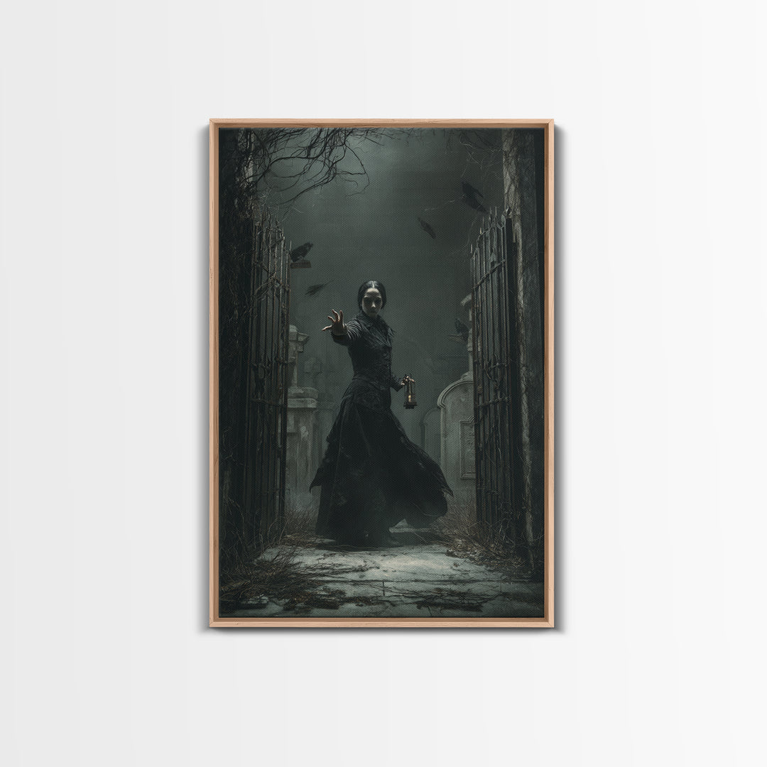 The Infinite Hallway, Vertical Wall Art, Gothic Horror Wall Art, Framed Canvas Print, Halloween Wall Decor, Gothic Home Decor
