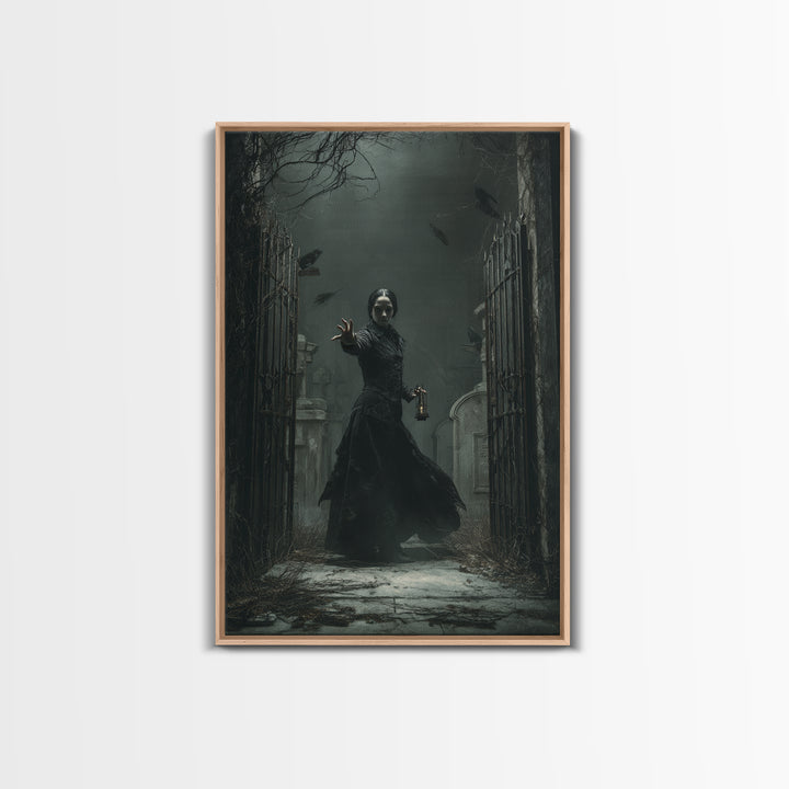 The Infinite Hallway, Vertical Wall Art, Gothic Horror Wall Art, Framed Canvas Print, Halloween Wall Decor, Gothic Home Decor