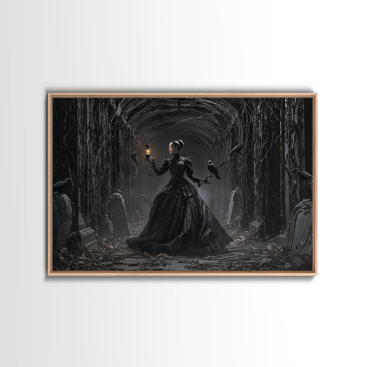 The Infinite Hallway, Landscape Wall Art, Gothic Horror Wall Art, Framed Canvas Print, Halloween Wall Decor, Gothic Home Decor