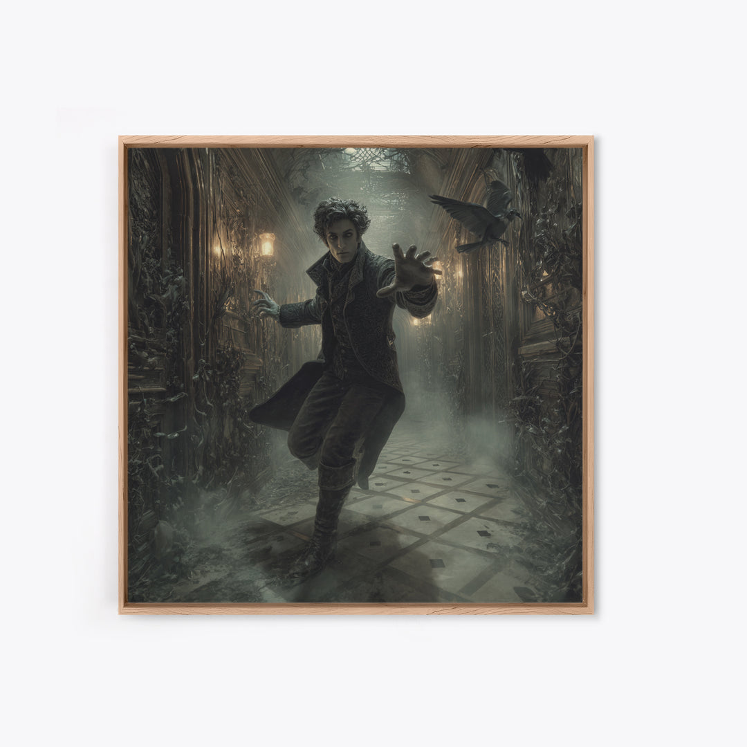 The Infinite Hallway, Square Wall Art, Haunted Gothic Art, Framed Canvas Print, Halloween Wall Decor, Gothic Home Decor, Spooky Wall Decor