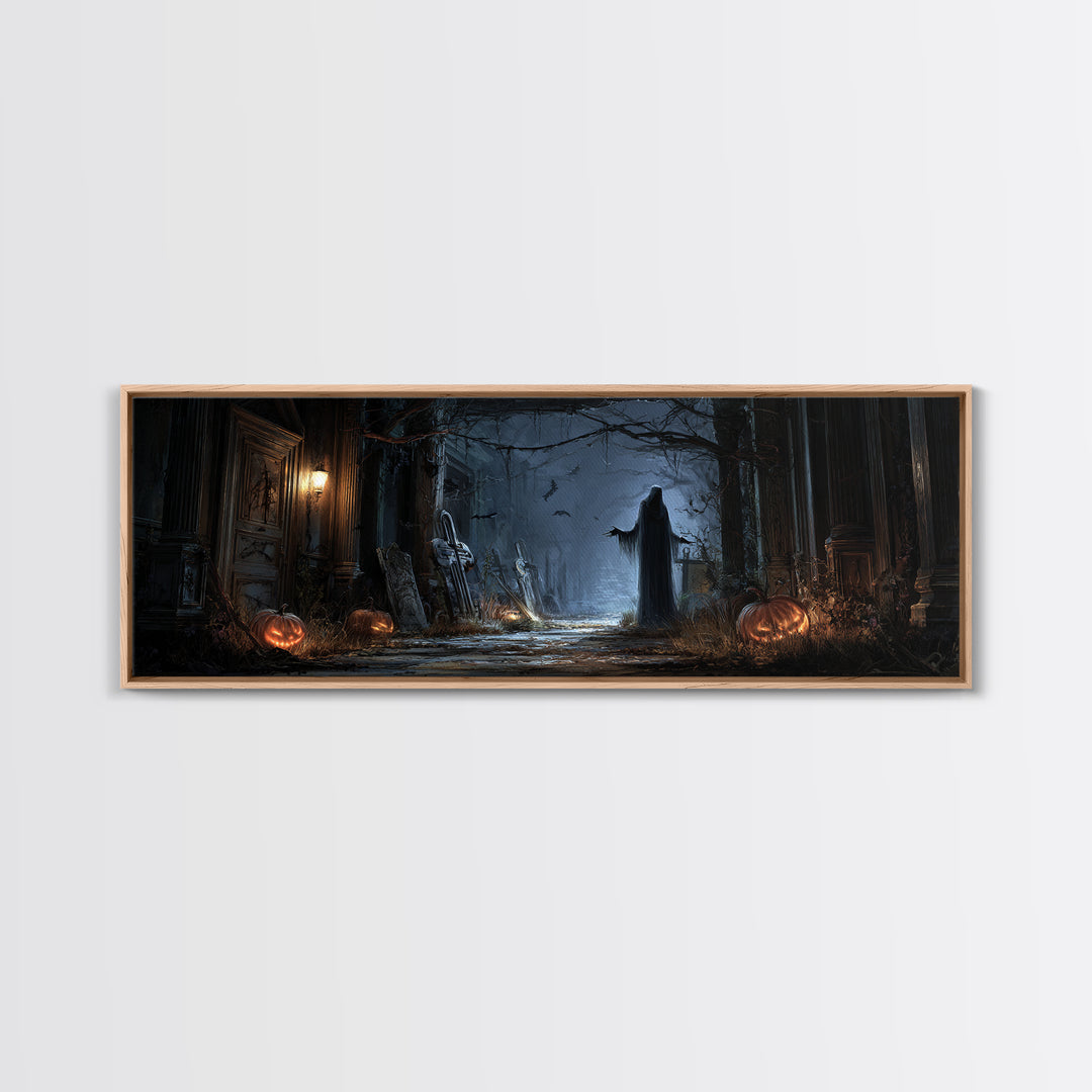 The Infinite Hallway, Extra Wide Wall Art, Dark Halloween Decor, Canvas Print, Halloween Wall Decor, Gothic Home Decor