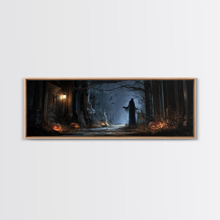 The Infinite Hallway, Extra Wide Wall Art, Dark Halloween Decor, Canvas Print, Halloween Wall Decor, Gothic Home Decor