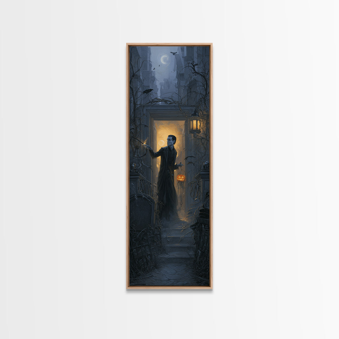 The Infinite Hallway, Tall Narrow Wall Art, Gothic Horror Wall Art, Framed Canvas Print, Halloween Wall Decor, Gothic Home Decor