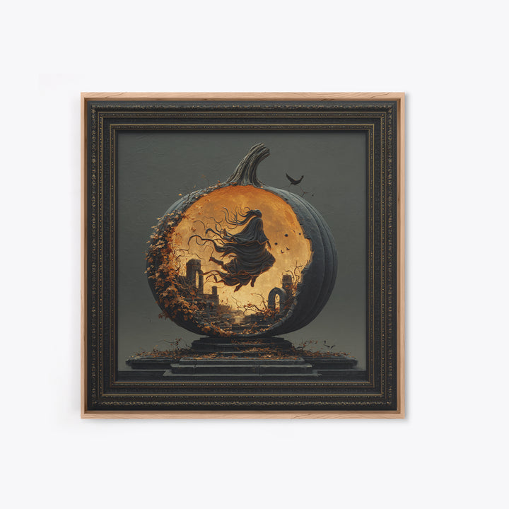 The Moon Inside A Pumpkin, Square Wall Art, Spooky Home Decor, Canvas Print, Halloween Wall Decor, Gothic Home Decor, Spooky Wall Decor