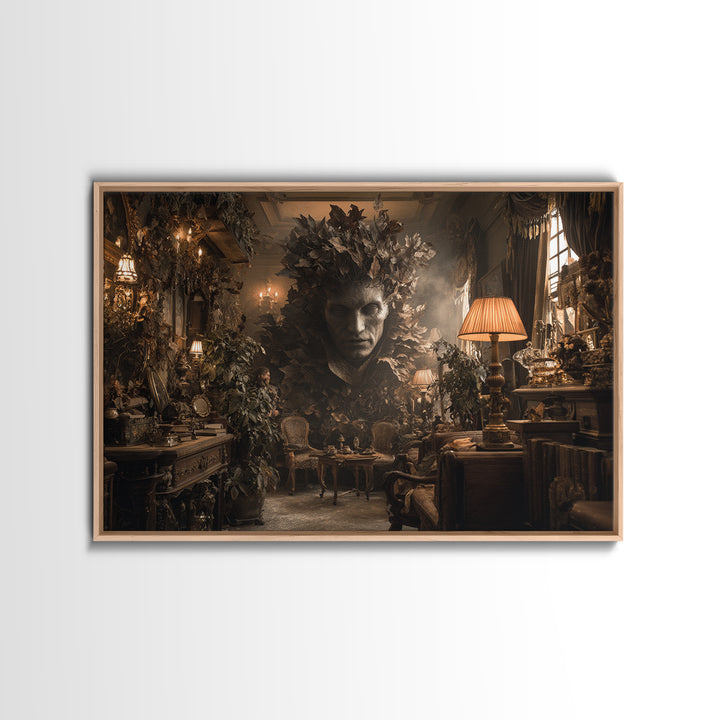 The Autumn-Leaf Ghost, Landscape Wall Art, Macabre Wall Art, Framed Canvas Print, Halloween Wall Decor, Gothic Home Decor
