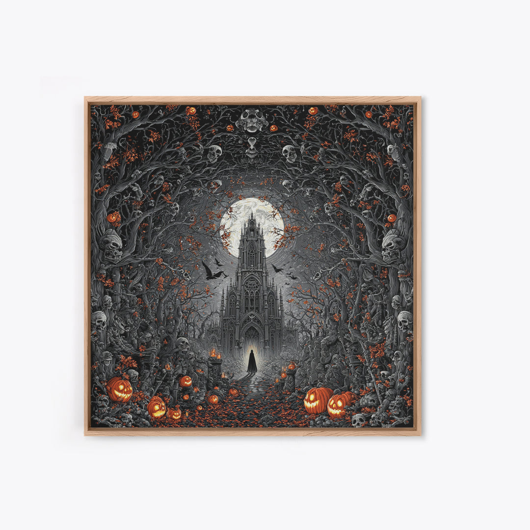 The Cathedral Of Bones, Square Wall Art, Dark Fantasy Wall Art, Canvas Print, Halloween Wall Decor, Gothic Home Decor, Dark Fantasy Art