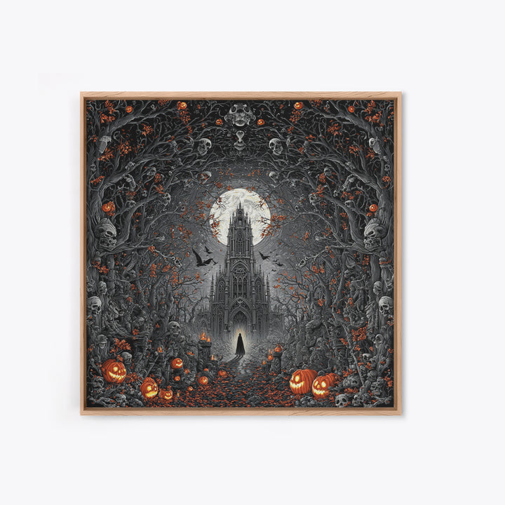 The Cathedral Of Bones, Square Wall Art, Dark Fantasy Wall Art, Canvas Print, Halloween Wall Decor, Gothic Home Decor, Dark Fantasy Art