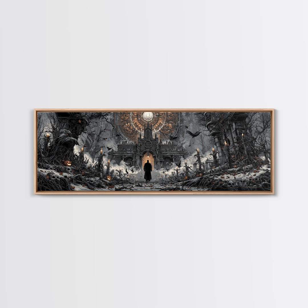 The Cathedral Of Bones, Extra Wide Wall Art, Dark Halloween Decor, Canvas Print, Halloween Wall Decor, Gothic Home Decor, Spooky Wall Decor