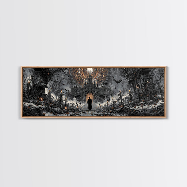 The Cathedral Of Bones, Extra Wide Wall Art, Dark Halloween Decor, Canvas Print, Halloween Wall Decor, Gothic Home Decor, Spooky Wall Decor