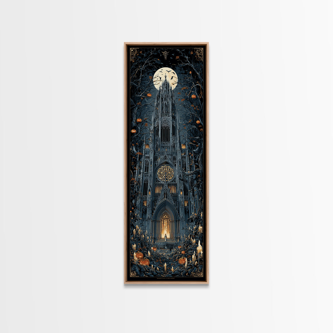 The Cathedral Of Bones, Tall Narrow Wall Art, Dark Halloween Decor, Canvas Print, Halloween Wall Decor, Gothic Home Decor, Spooky Wall Decor