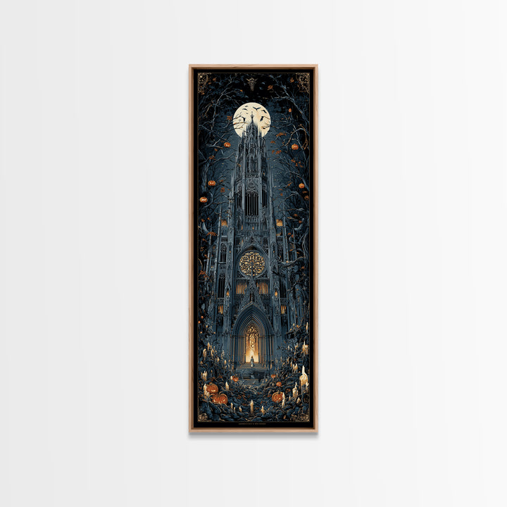 The Cathedral Of Bones, Tall Narrow Wall Art, Dark Halloween Decor, Canvas Print, Halloween Wall Decor, Gothic Home Decor, Spooky Wall Decor