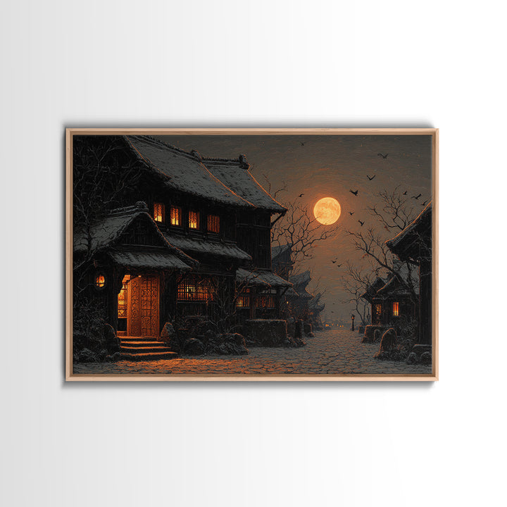 The Town Where Shadows Live, Landscape Wall Art, Dark Halloween Decor, Canvas Print, Halloween Wall Decor, Gothic Home Decor