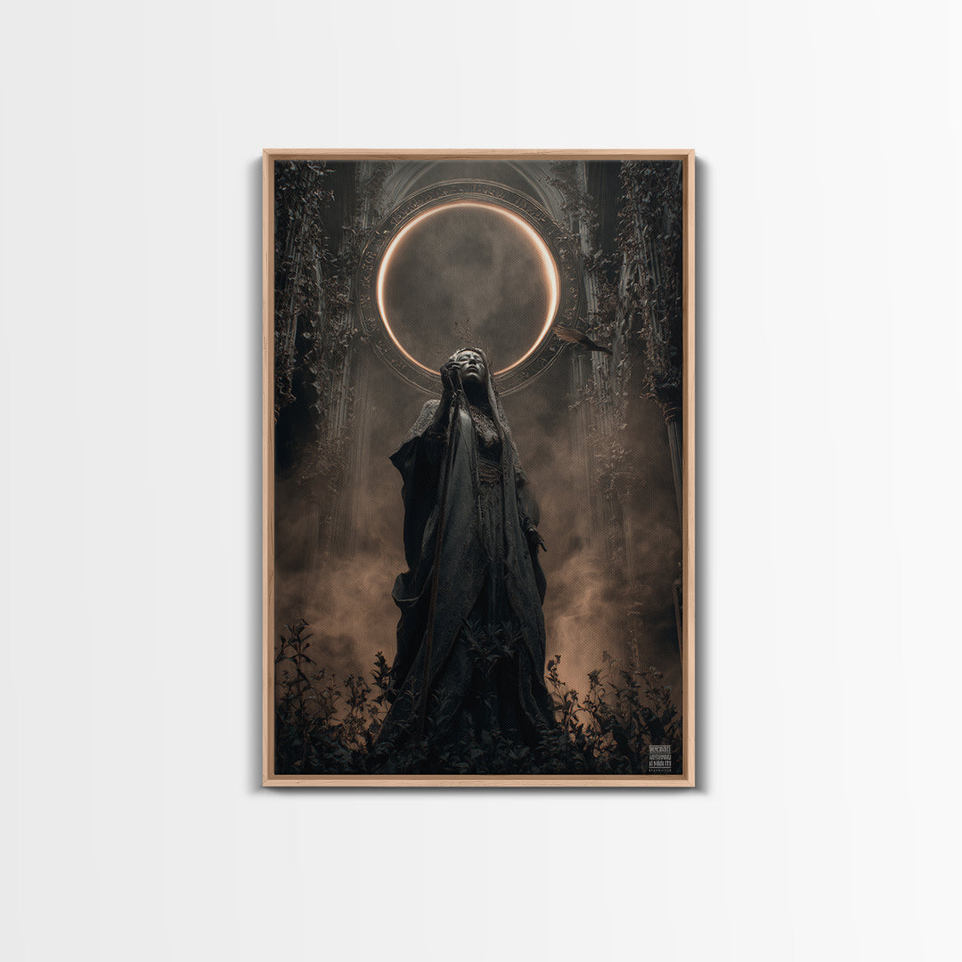 The Eclipse Summoning, Vertical Wall Art, Dark Halloween Decor, Canvas Print, Halloween Wall Decor, Gothic Home Decor, Seasonal Home Decor