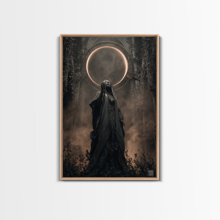 The Eclipse Summoning, Vertical Wall Art, Dark Halloween Decor, Canvas Print, Halloween Wall Decor, Gothic Home Decor, Seasonal Home Decor