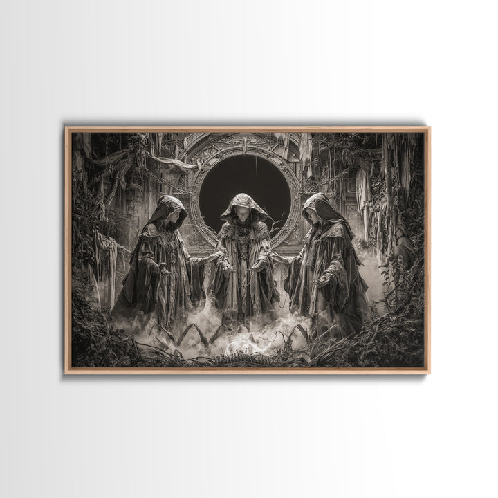 The Eclipse Summoning, Landscape Wall Art, Macabre Wall Art, Framed Canvas Print, Halloween Wall Decor, Gothic Home Decor