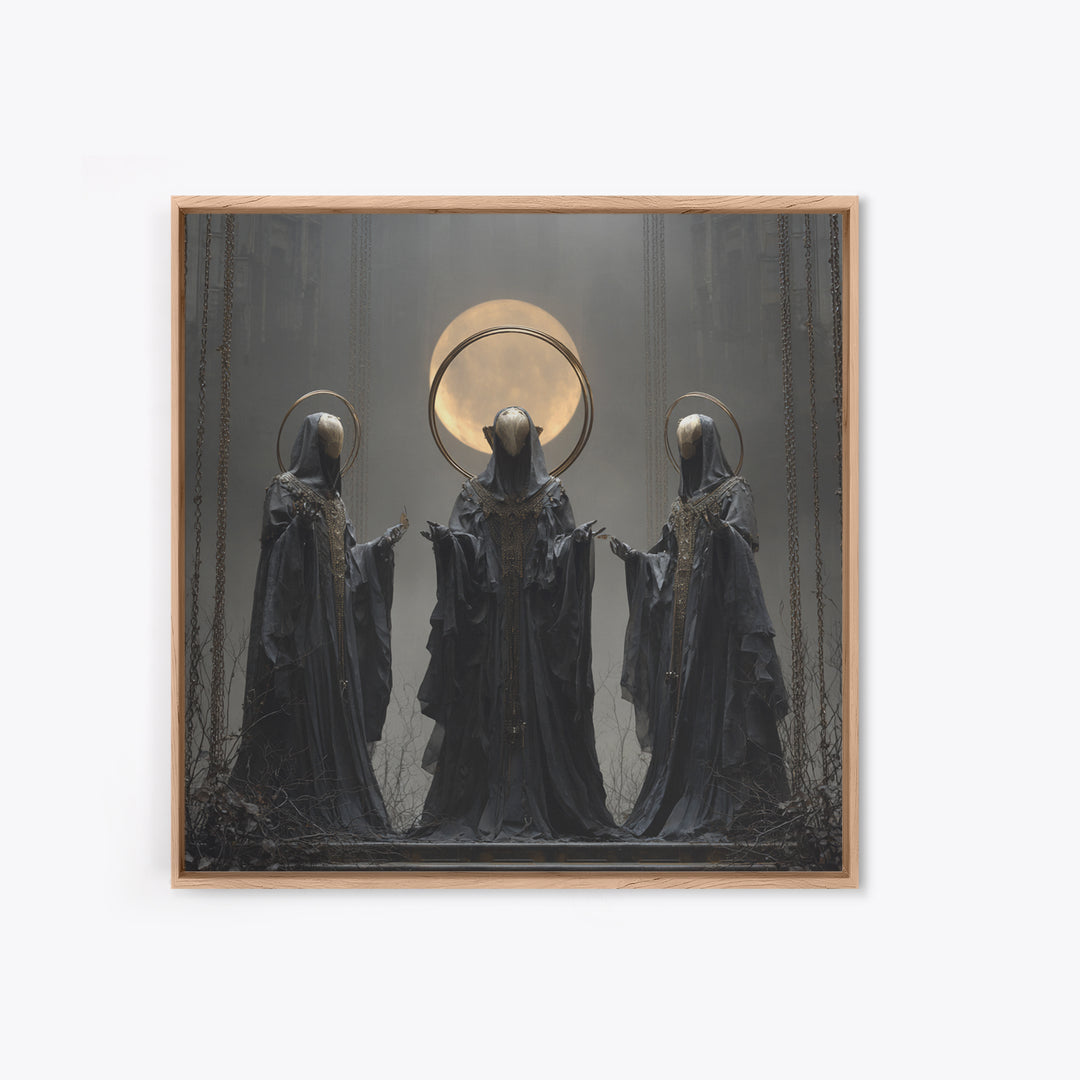 The Eclipse Summoning, Square Wall Art, Haunted Gothic Art, Framed Canvas Print, Halloween Wall Decor, Gothic Home Decor, Spooky Wall Decor