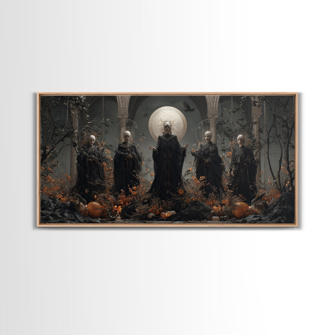 The Eclipse Summoning, Wide Panoramic Art, Spooky Home Decor, Canvas Print, Halloween Wall Decor, Gothic Home Decor, Macabre Wall Art