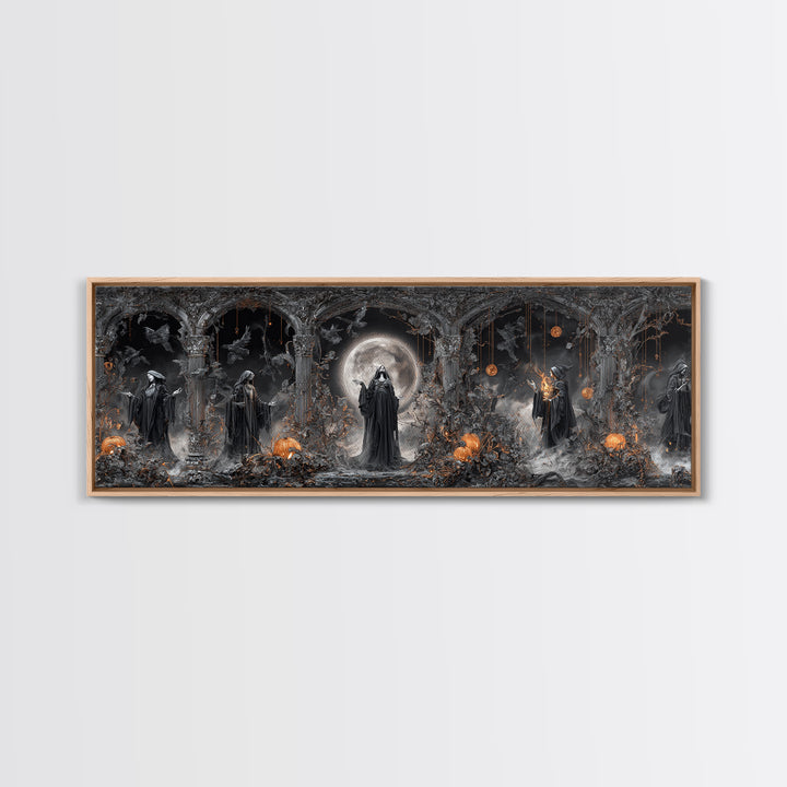 The Eclipse Summoning, Extra Wide Wall Art, Haunted Gothic Art, Framed Canvas Print, Halloween Wall Decor, Gothic Home Decor
