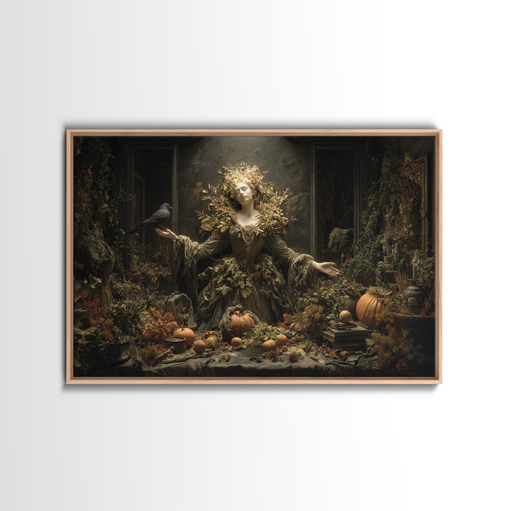 The Personification Of October, Landscape Wall Art, Haunted Gothic Art, Framed Canvas Print, Halloween Wall Decor, Gothic Home Decor