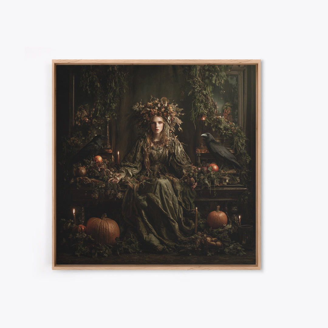 The Personification Of October, Square Wall Art, Macabre Wall Art, Framed Canvas Print, Halloween Wall Decor, Gothic Home Decor